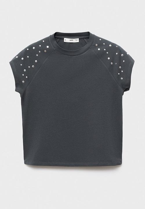 MANGO - T-shirt tachi -  charcoal