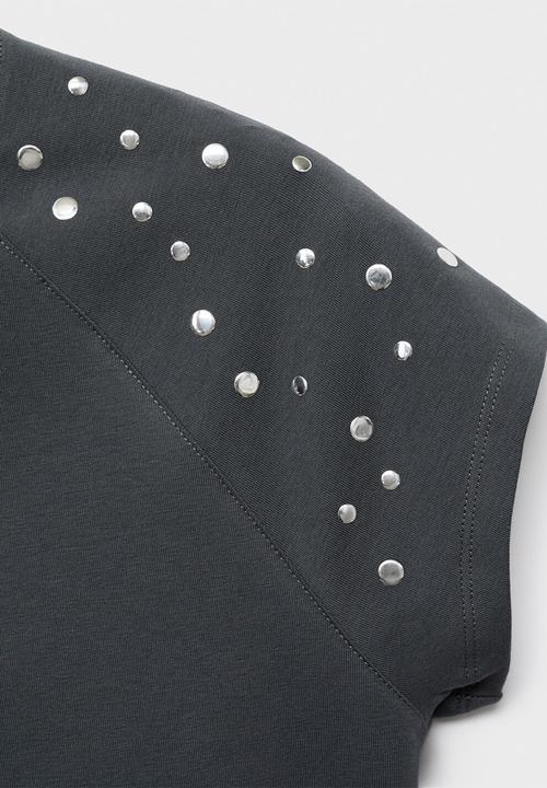 MANGO - T-shirt tachi -  charcoal