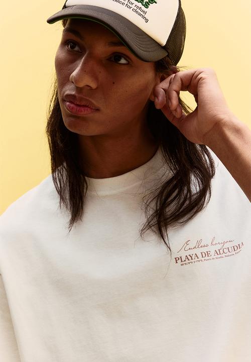 H&M - Loose fit printed T-shirt - white/playa de alcudia