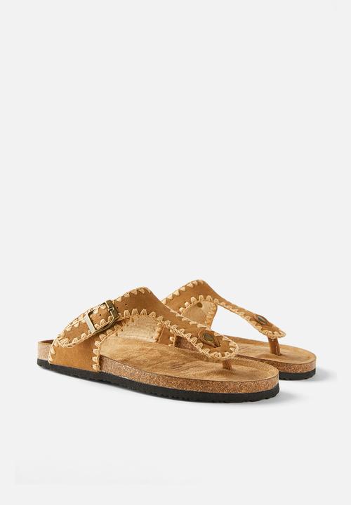 Cotton On - Rex slide - desert tan whipstitch