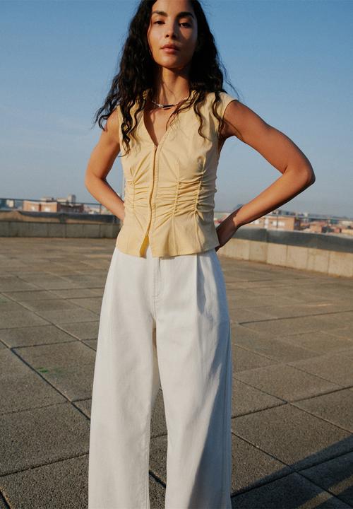 MANGO - Blouse Bracket - Light/Pastel Yellow