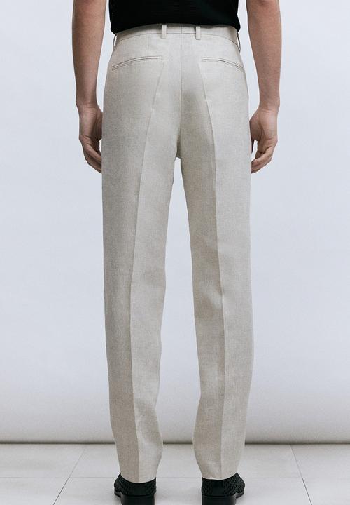 H&M - Slim fit linen suit trousers - light beige