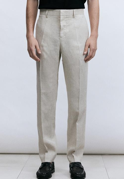H&M - Slim fit linen suit trousers - light beige