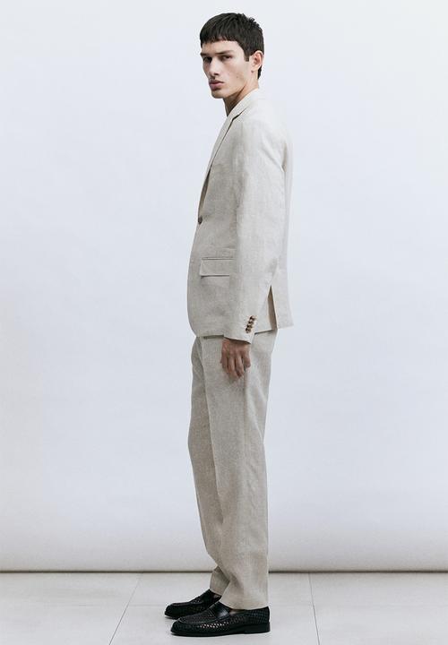 H&M - Slim fit linen suit trousers - light beige