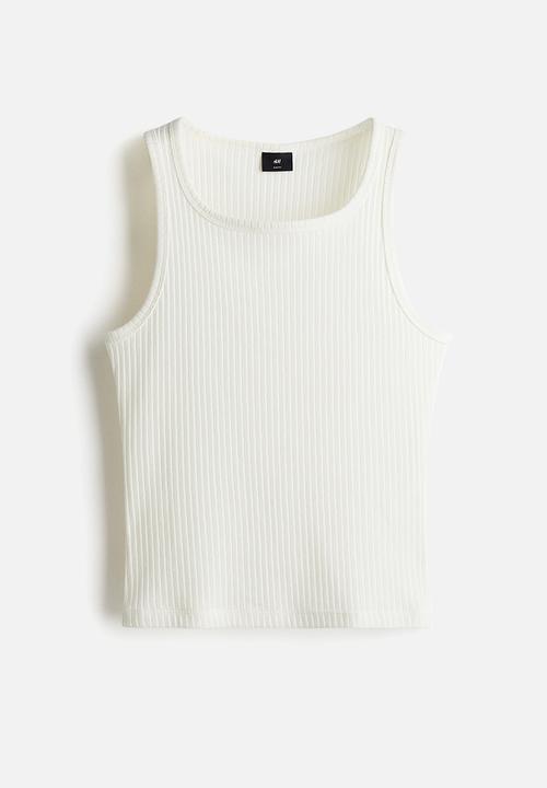 H&M - Slim fit ribbed vest top - white