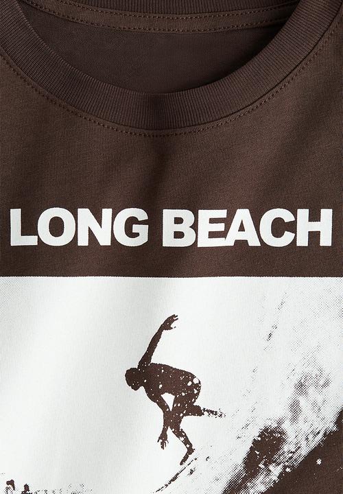 H&M - Printed T-shirt - brown/surf club