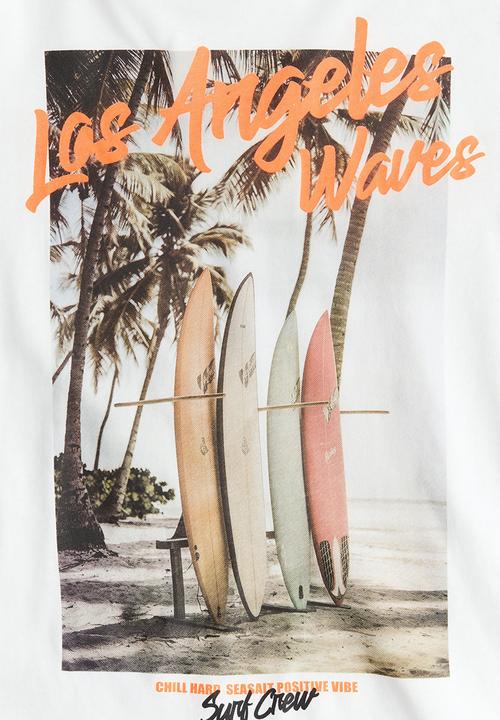 H&M - Printed T-shirt - white/los angeles waves