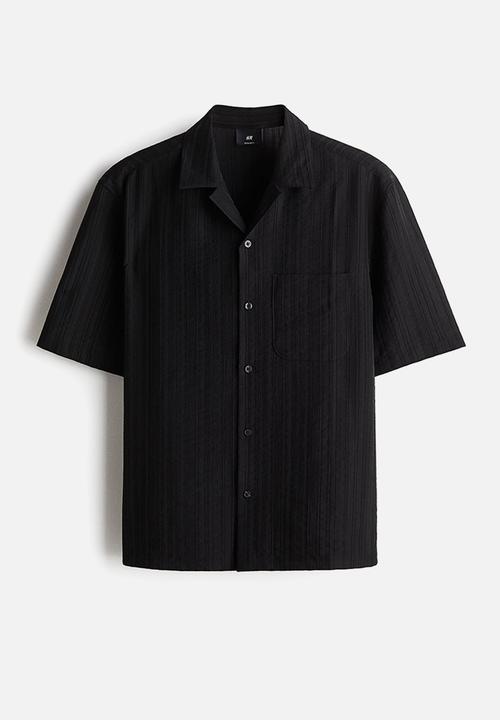 H&M - Regular fit textured resort shirt - black