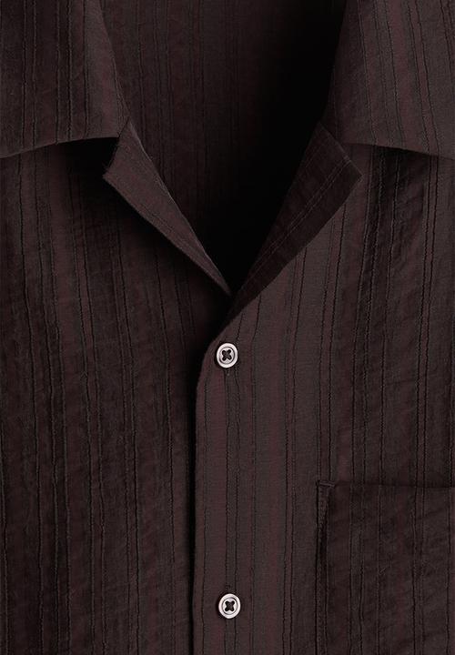 H&M - Regular fit textured resort shirt - dark brown