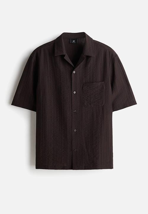 H&M - Regular fit textured resort shirt - dark brown