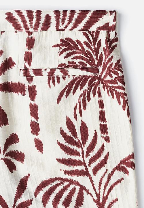 H&M - Relaxed fit patterned shorts - white/palm trees