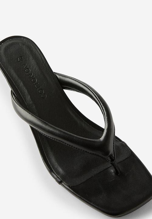 Cotton On - Eve flip flop kitten heel - black puffy
