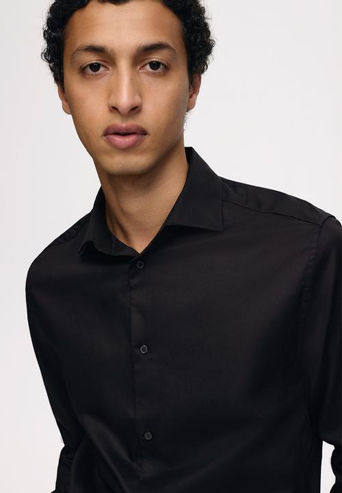 H&M - Slim fit cotton shirt - black