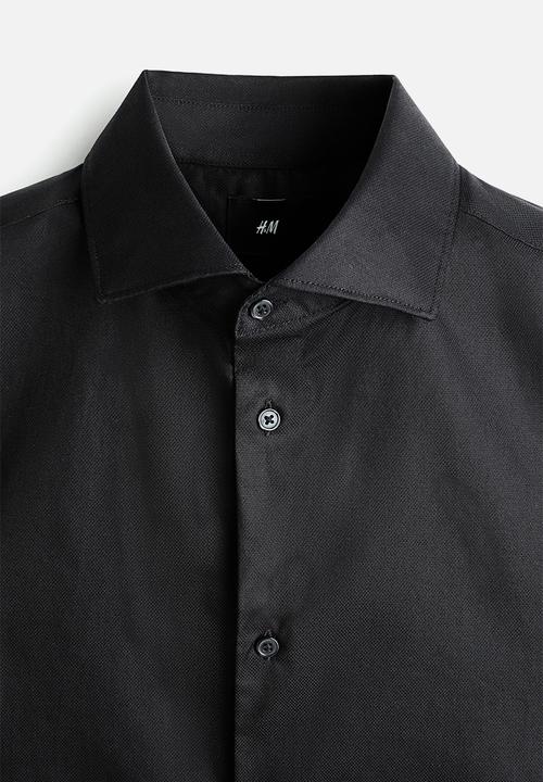 H&M - Slim fit cotton shirt - black