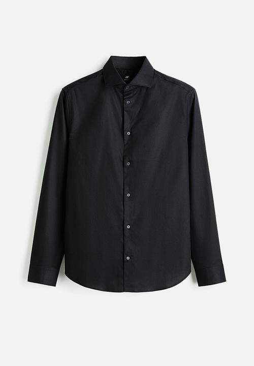 H&M - Slim fit cotton shirt - black