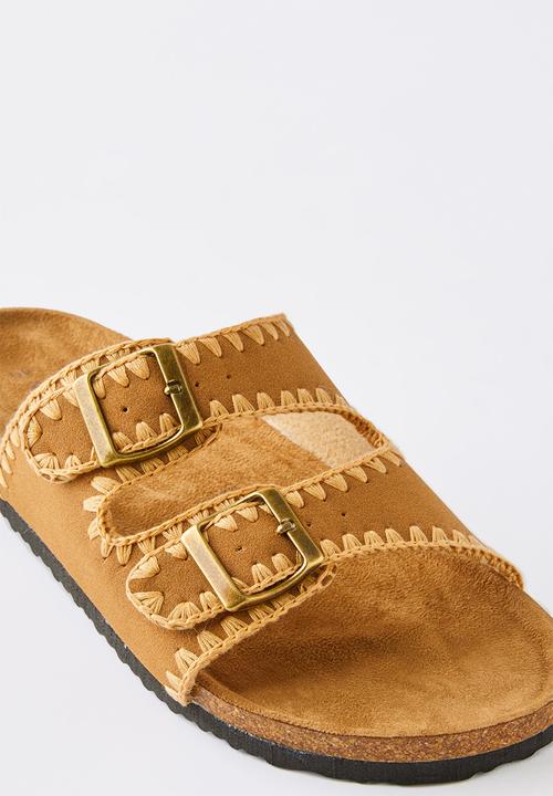 Cotton On - Rex double buckle slide - desert tan whipstitch