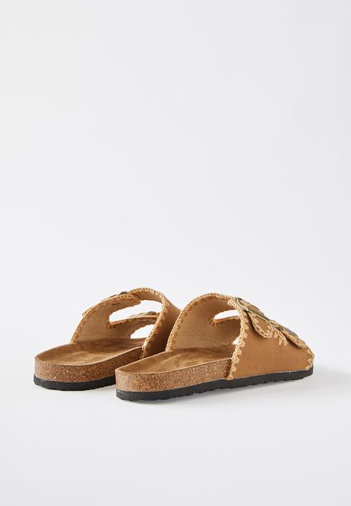 Cotton On - Rex double buckle slide - desert tan whipstitch