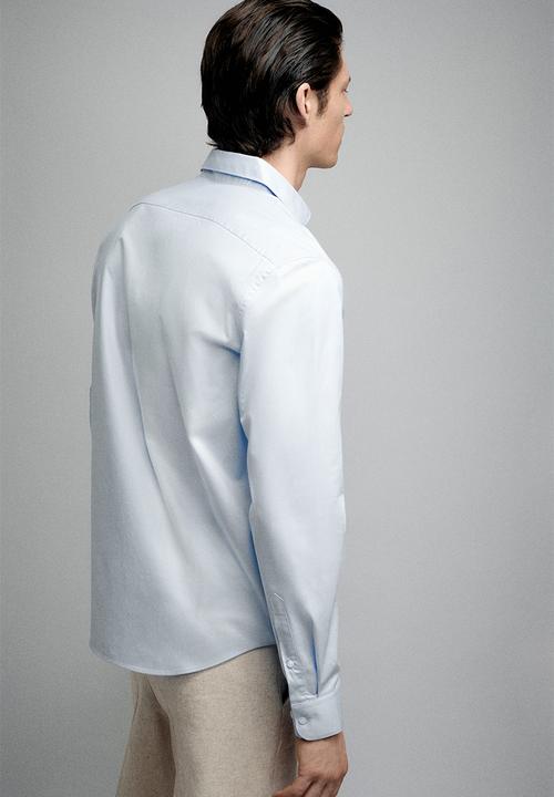 H&M - Slim fit cotton shirt - blue