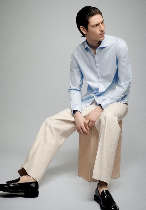 H&M - Slim fit cotton shirt - blue