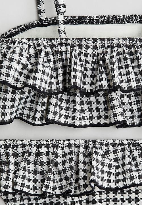 H&M - Flounced bikini - black/checked 