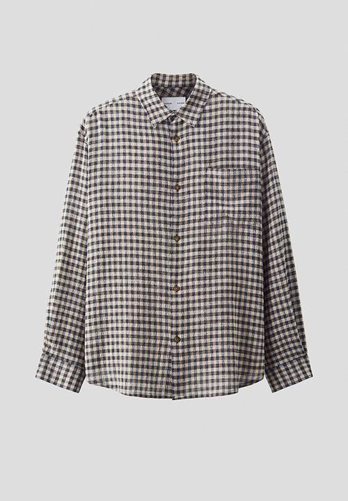 H&M - Checked cotton shirt - beige/dark blue checked 
