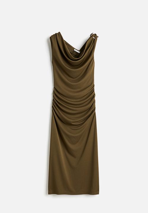 H&M - Draped dress - dark khaki green