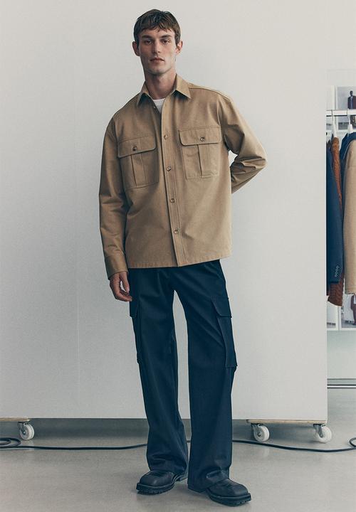 H&M - Cotton twill utility overshirt - beige