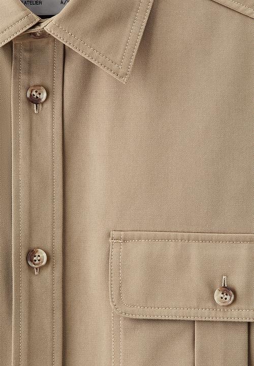 H&M - Cotton twill utility overshirt - beige