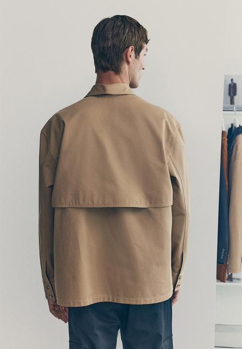 H&M - Cotton twill utility overshirt - beige