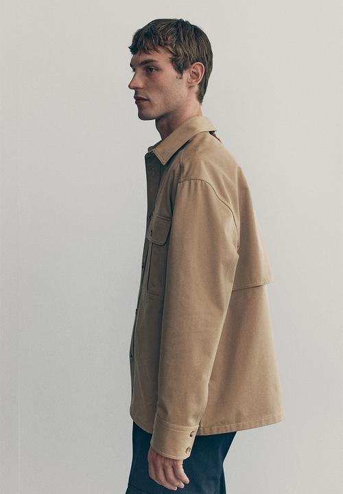 H&M - Cotton twill utility overshirt - beige