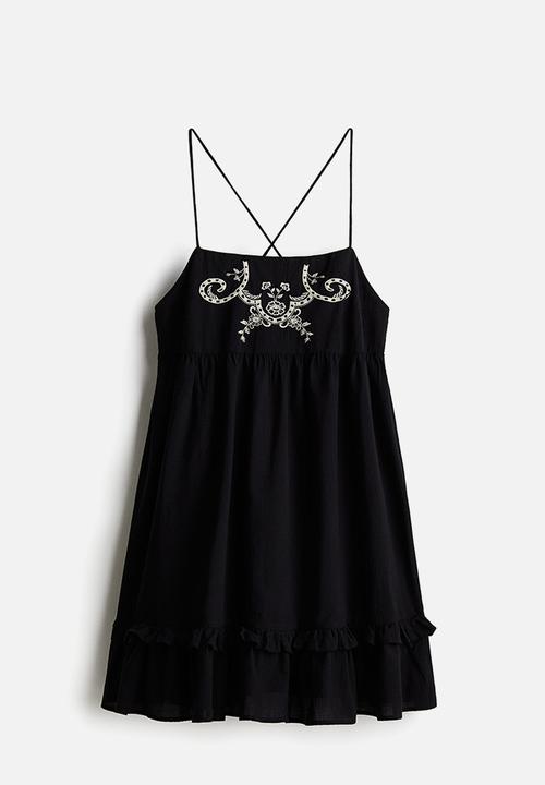 H&M - Cotton strappy dress - black flowers