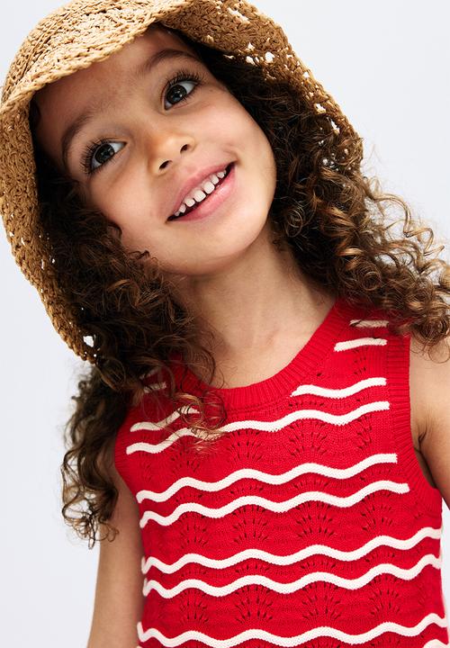 H&M - 2-Piece pointelle-knit set - red/white striped 