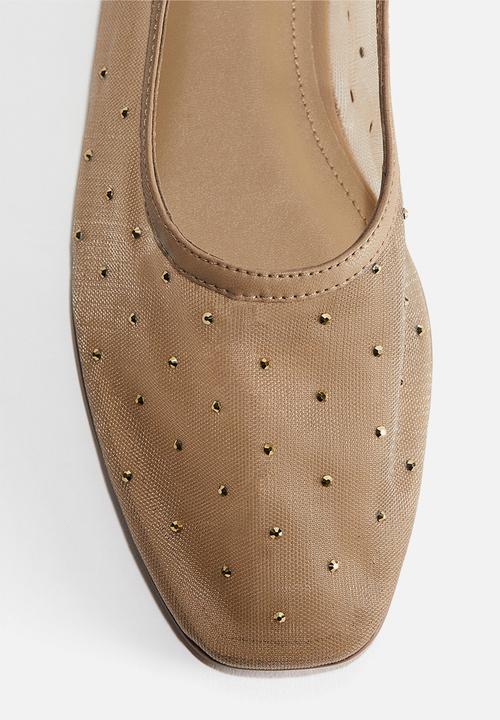 H&M - Rhinestone-embellished ballet flats - beige