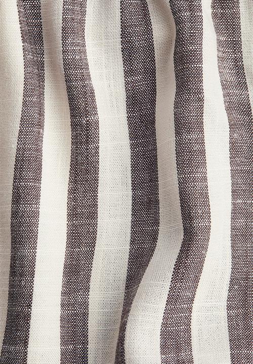 H&M - Linen-blend drawstring shorts - brown striped