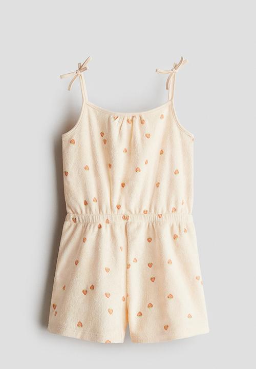 H&M - Patterned terry jumpsuit - light apricot/strawberries