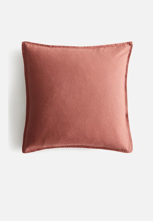 Linen-blend cushion cover - terracotta brown
