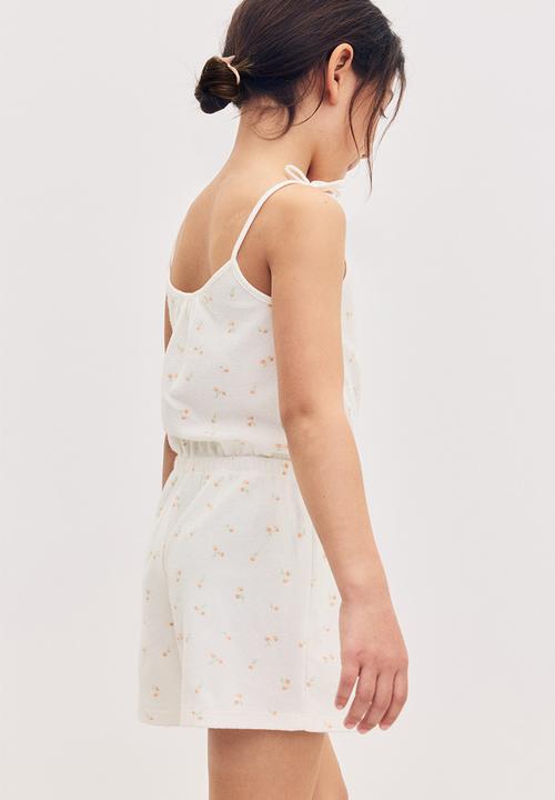 H&M - Patterned terry jumpsuit - white/floral 