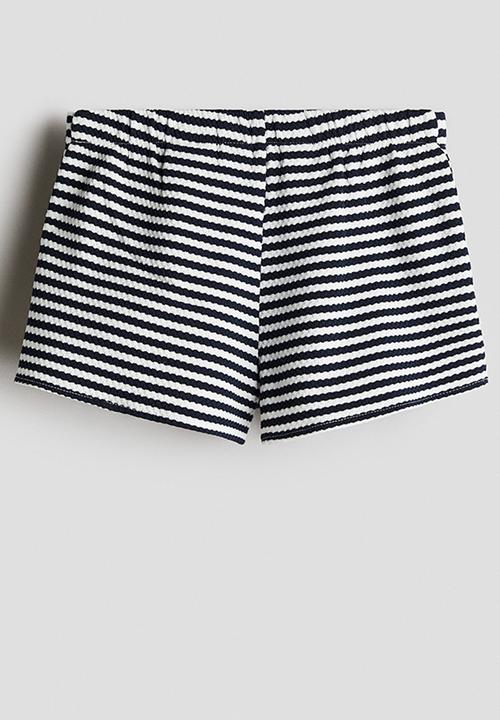 H&M - Textured skort - navy blue/striped 