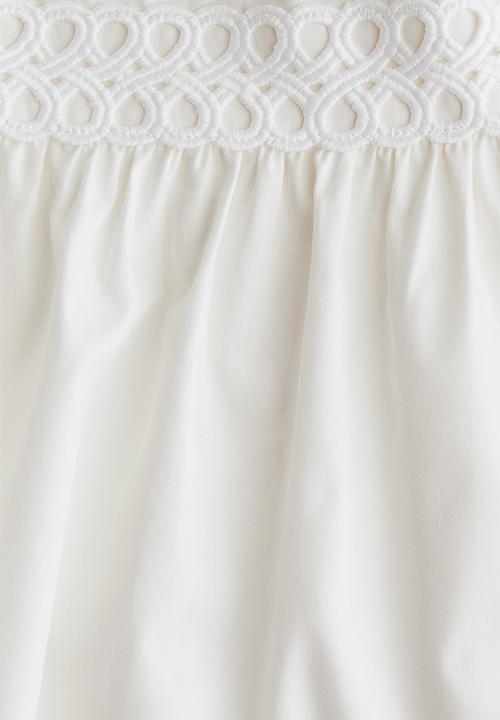 H&M - Puff-sleeved poplin dress - white