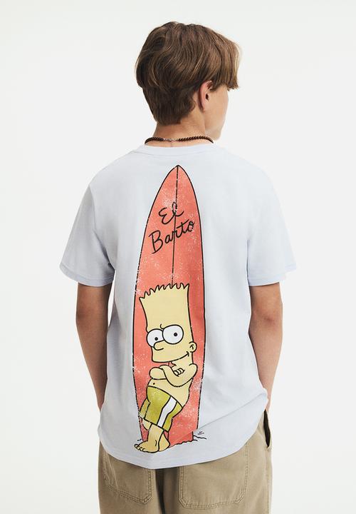 H&M - Print-motif cotton T-shirt - light blue/the simpsons