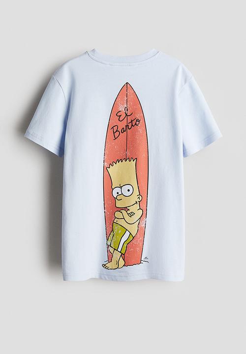 H&M - Print-motif cotton T-shirt - light blue/the simpsons