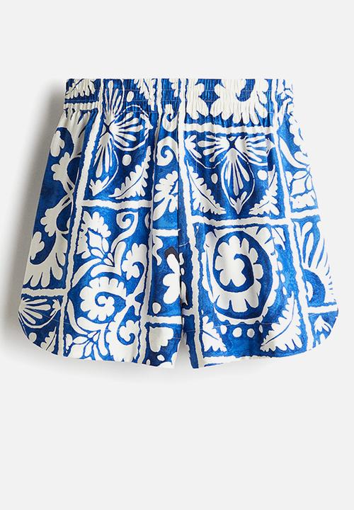H&M - Pull-on twill shorts - bright blue patterned