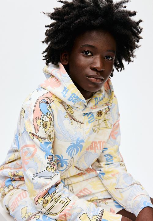 H&M - Printed hoodie - light blue/the simpsons