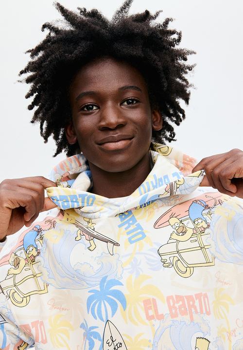 H&M - Printed hoodie - light blue/the simpsons