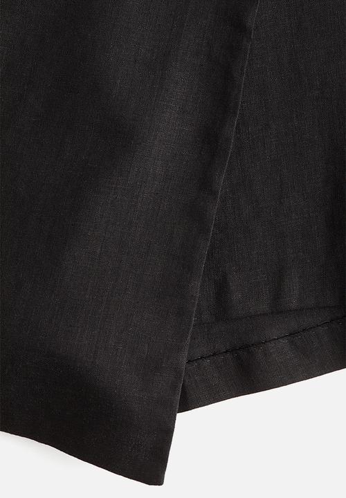 H&M - Linen-blend wrap skort - black