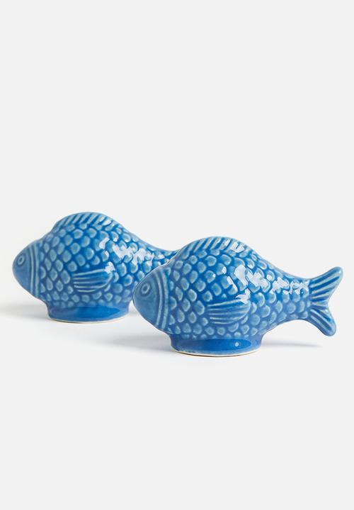 H&M - Stoneware salt and pepper set - blue