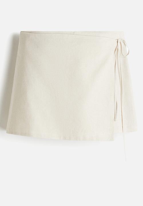 H&M - Linen-blend wrap skort - light beige