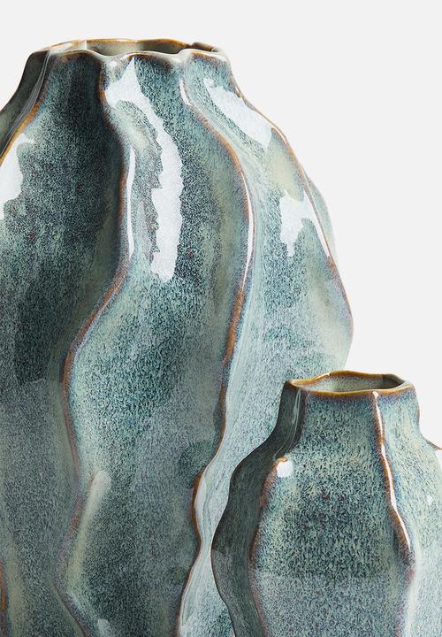H&M - Small stoneware vase - turquoise