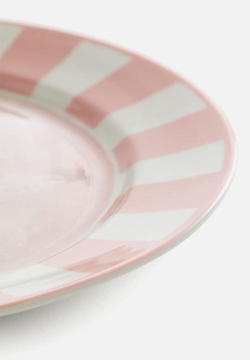 H&M - Motif-detail porcelain mid plate - pink/lemon