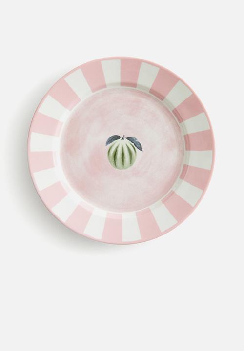 H&M - Motif-detail porcelain mid plate - pink/melon